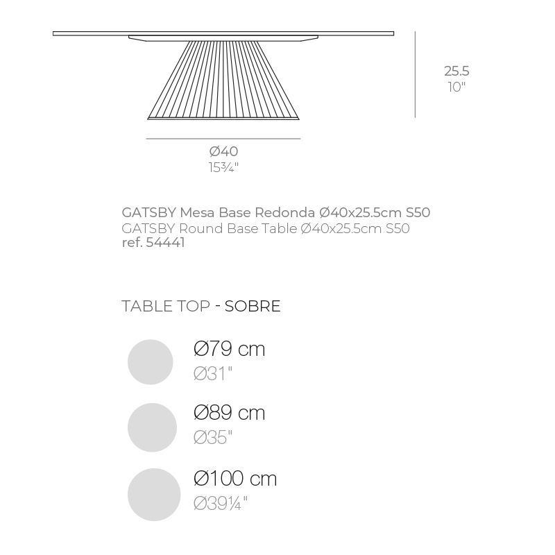 Столик Gatsby база ø40x25 s50 (столешница ø 79,89,100)