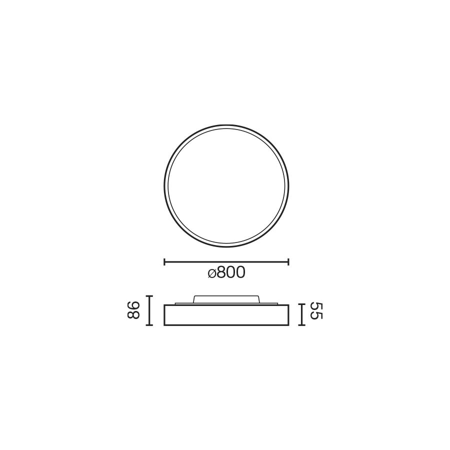 Domio черный Потолочный светильник Ø800 78W PRISM 3000K CRI80 Casambi