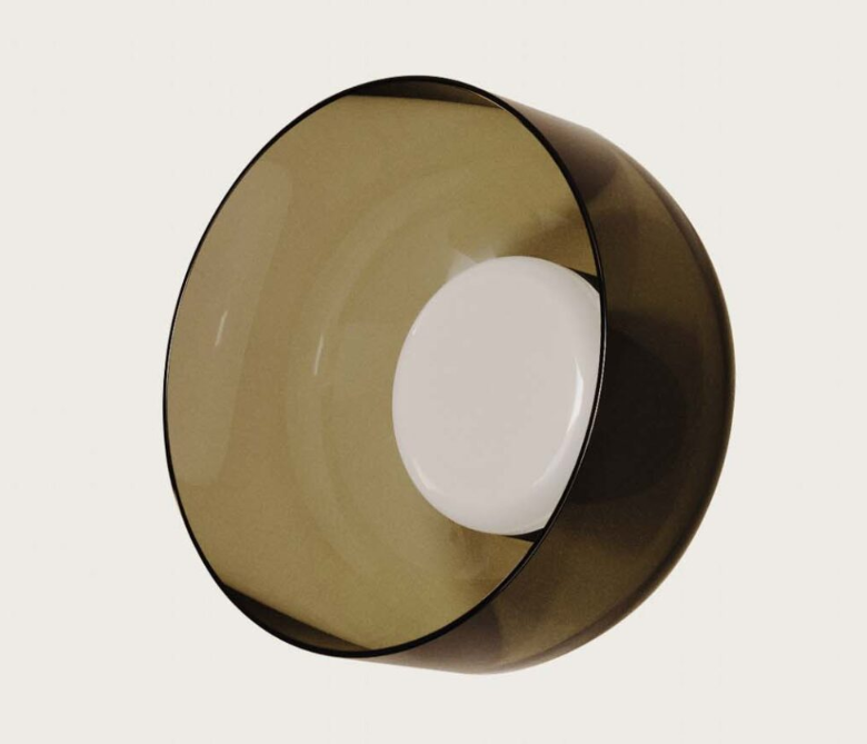 Настенный светильник Ipon черный металл, плафон smoked Greenish brown
